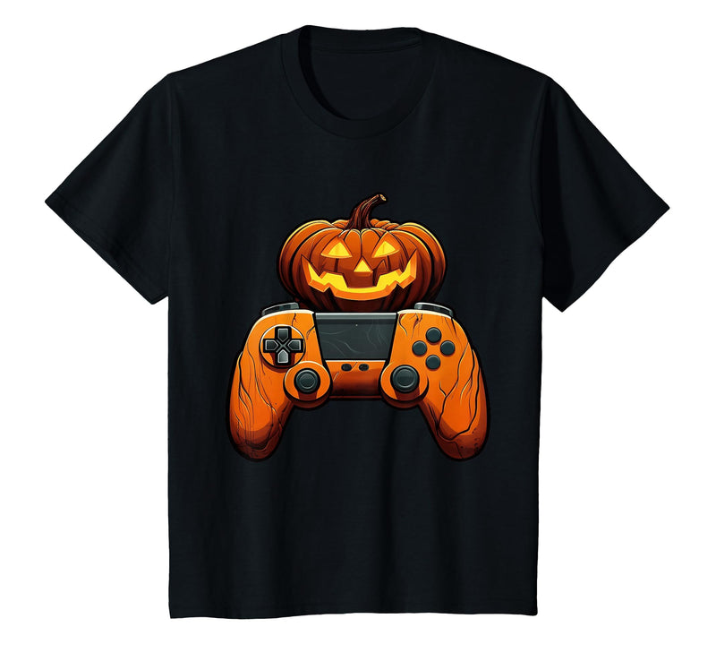 Spooky Halloween Gamers 2023 Halloween Skeleton Zombie Gaming Controllers Mummy Boys Kids T-Shirt - Black