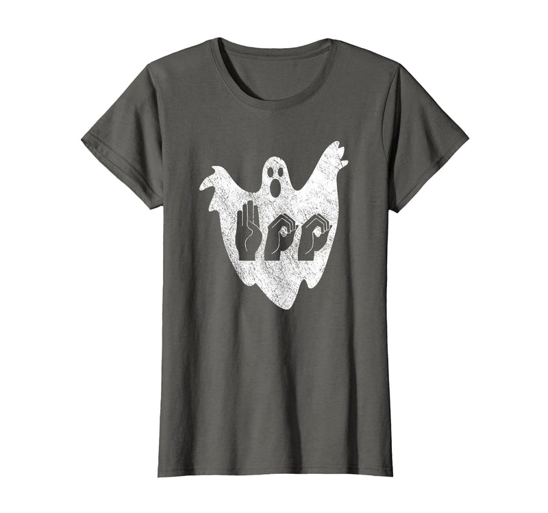 Sign Language Apparel Funny ASL American Sign Language Halloween T-Shirt - Asphalt Grey