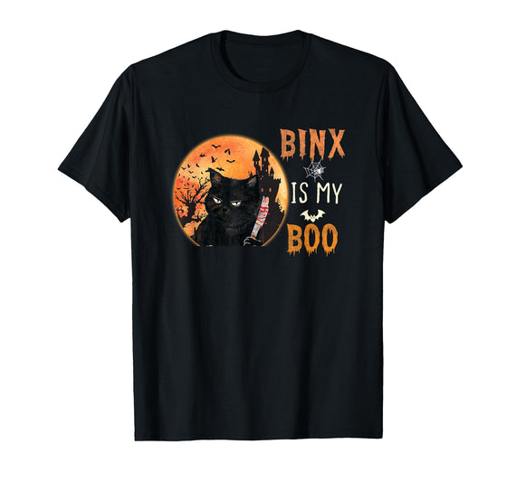 Halloween Costumes Gift for binx family binx is My Boo Cute Halloween cat T-Shirt - Black