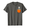 Halloween Spooky Funny Design Skeleton in Pocket Halloween Spooky Funny Skull Costume T-Shirt - Asphalt Grey
