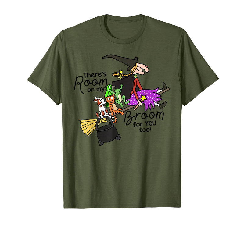 Funny Teacher Witch Tee Shirt There's Room On My Broom for You Too Teacher T-Shirt - Olive Green
