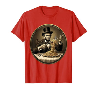 Funny Monkey Eating Spaghetti With Fork Illustration T-Shirt - Men