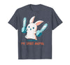 My Spirit Animal Cute Rabbit with Chainsaw T-Shirt in Heather Blue