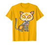 Halloween Cat Shirts For Women Men Kids Owner Sugar Skull Cat Dia De Muertos Day of Dead Halloween Mexican T-Shirt - Golden