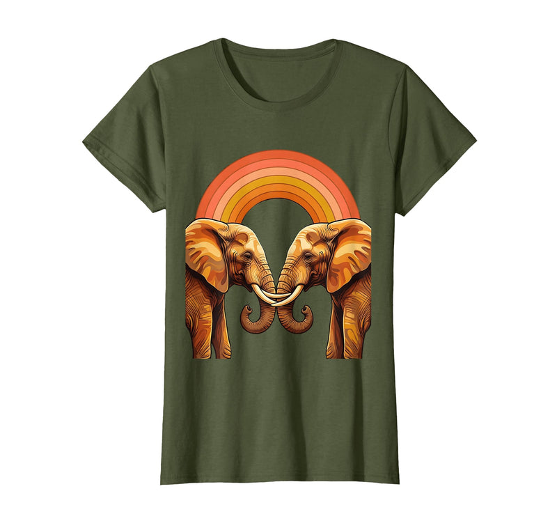 Mademark Be Kind Elephant Gentle Touch Illustration T-Shirt - Women - Olive Green