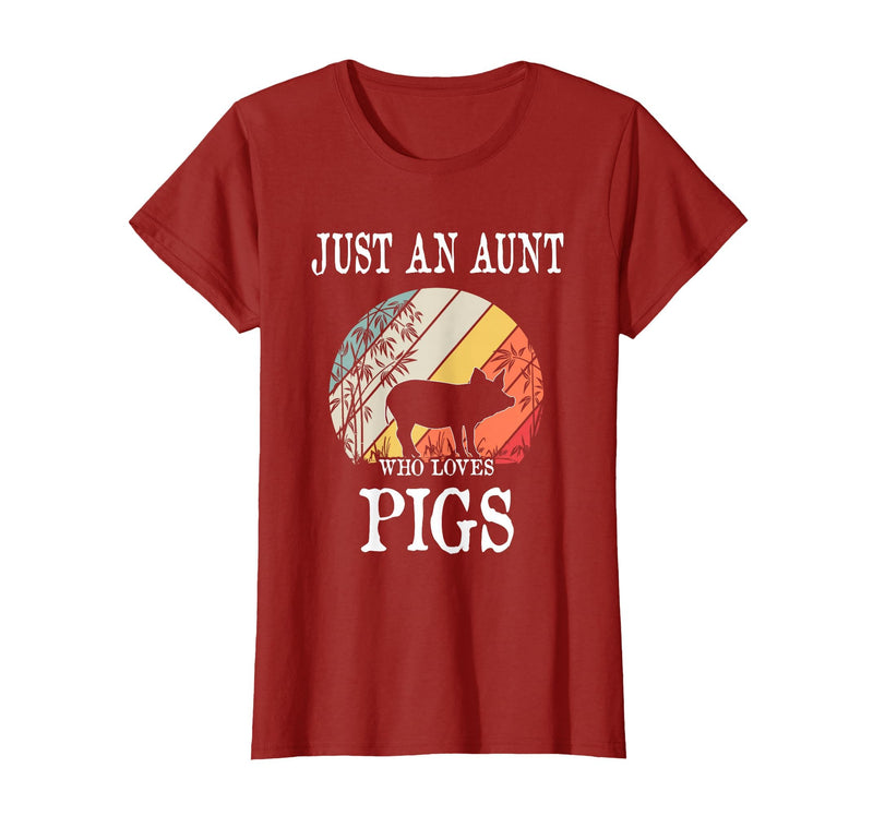 Pigs Lover Gift Co. Just an Aunt Who Loves Pigs T-Shirt - Cranberry Red