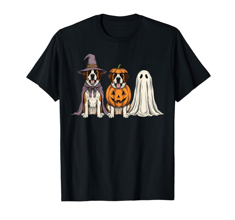 Funny Retro St. Bernard mom Halloween Witch Spooky Ghost Saint Bernard Pumpkin Halloween Dog Lover T-Shirt - Black