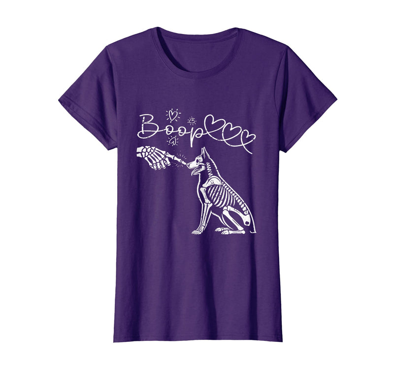 Skeleton Hand Dog Boop - German Shepherd Lovers Skeleton Hand Touch Nose German Shepherds Boop Dog Halloween T-Shirt - Purple