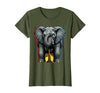 Mademark Funny Elephant Hiding Behind Tiny Tree T-Shirt - Women - Olive Green
