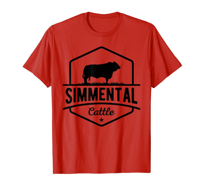 Funny Farmer Gift for Simmental Cattle Cow Farmer - Simmental Cattle T-Shirt - Red