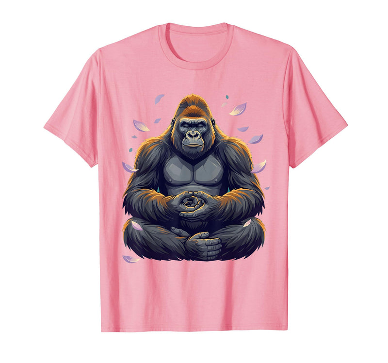 Mademark Meditating Gorilla Zen Monkey Graphic Design T-Shirt - Men - Pink