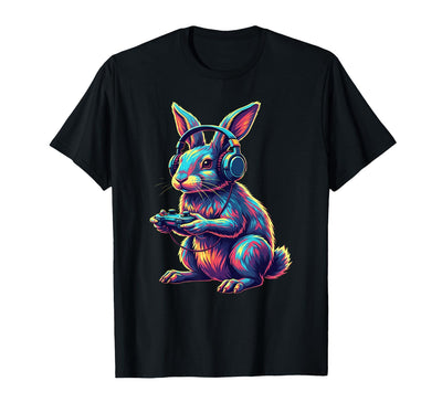 Neon Rabbit Gamer with Controller T-Shirt