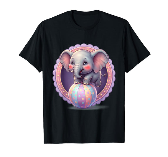 Mademark 1st Grade Pink Elephant Circus Ball Design T-Shirt - Men - Black
