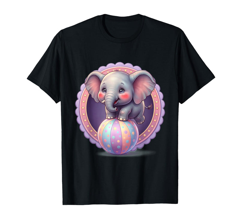 Mademark 1st Grade Pink Elephant Circus Ball Design T-Shirt - Men - Black
