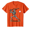 Funny Halloween Skeleton Sports Boys Costume Baseball Skeleton Spooky Boys Halloween Baseball Player T-Shirt - Orange