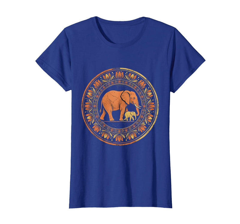 Mademark Elephant Mom and Baby Pregnancy Announcement T-Shirt - Women - Royal Blue