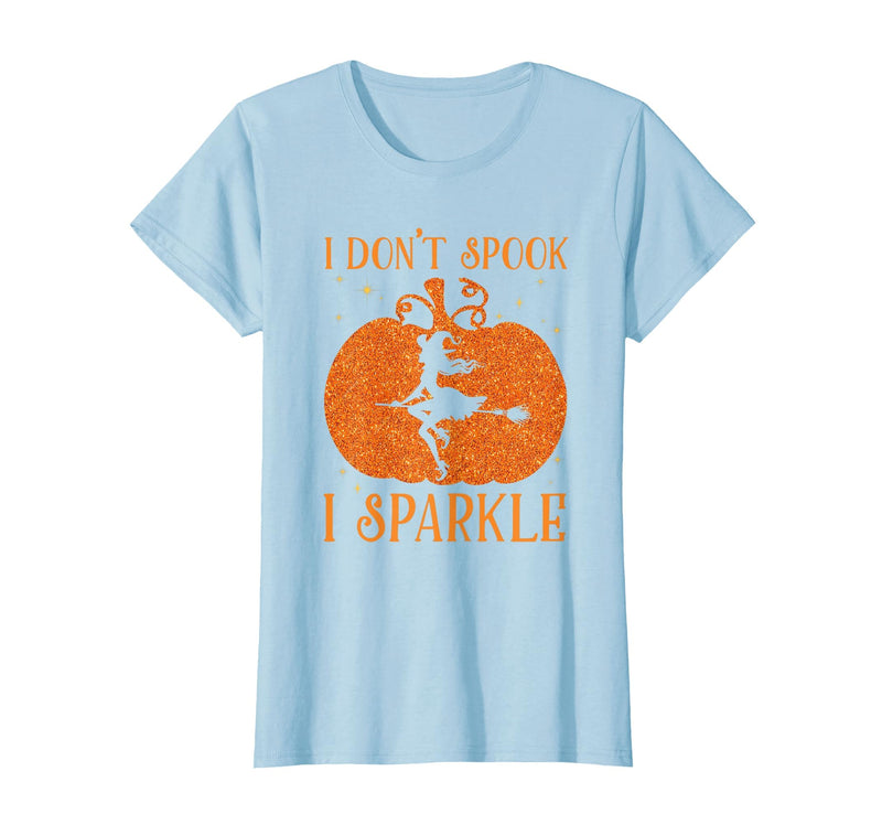 PDUS32 I Don't Spook I Sparkle Funny Halloween I Don't Spook I Sparkle Funny Halloween Girl Witch Pumpkin T-Shirt - Baby Blue