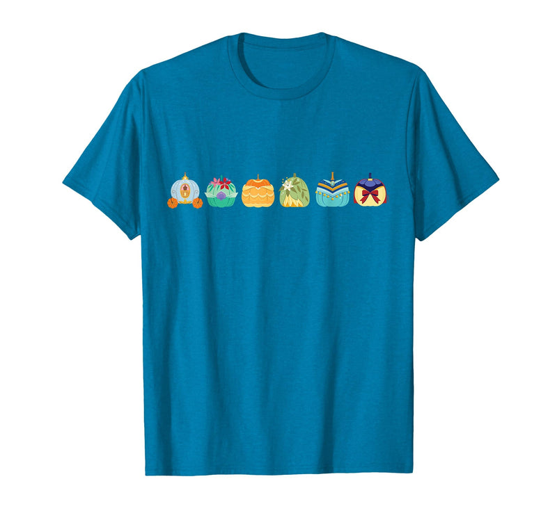 Disney Princess Pumpkins Fall Autumn Lineup of Princesses T-Shirt - Sapphire Blue