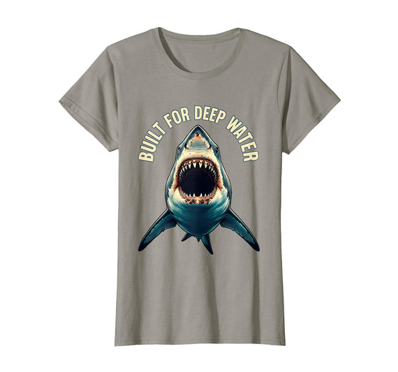 Mademark Built for Deep Water Shark Graphic Design T-Shirt - Slate Grey