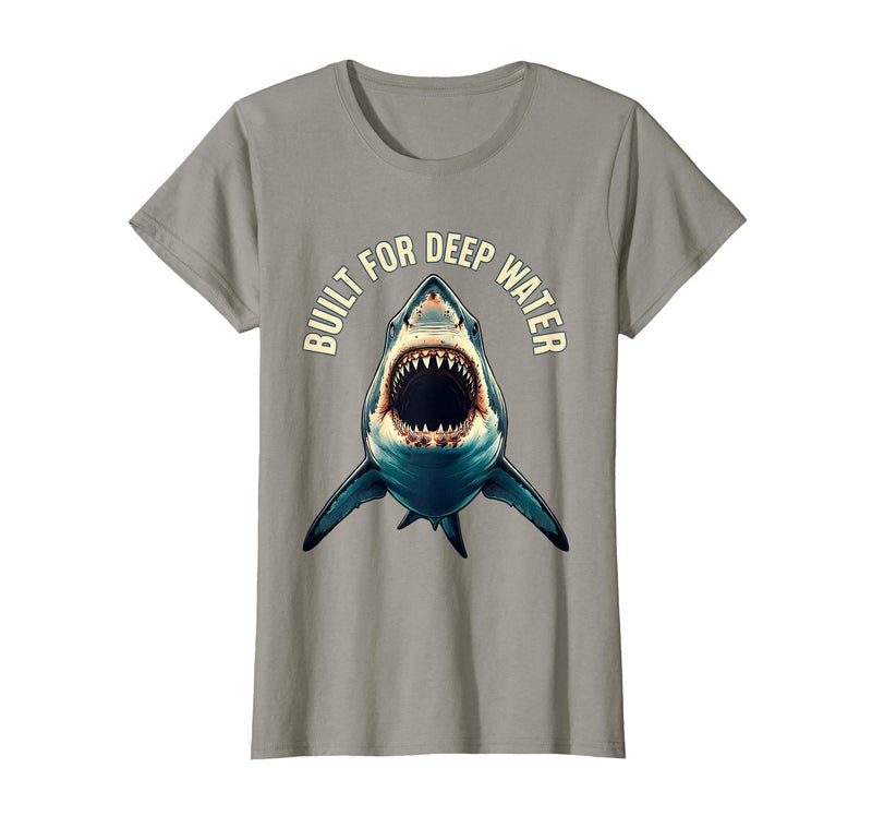 Mademark Built for Deep Water Shark Graphic Design T-Shirt - Slate Grey