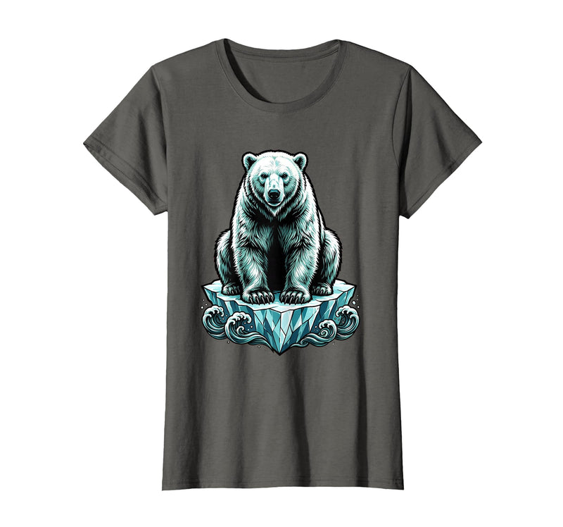 Mademark Polar Bear Lone Ice Floe Arctic Drift Illustration T-Shirt - Asphalt Grey