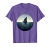 Mademark Shark Tail Disappearing Into Dark Water T-Shirt - Purple Heather