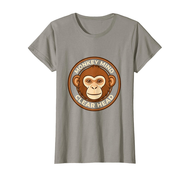 Mademark Monkey Mind Clear Head Sober Living Design T-Shirt - Women - Slate Grey