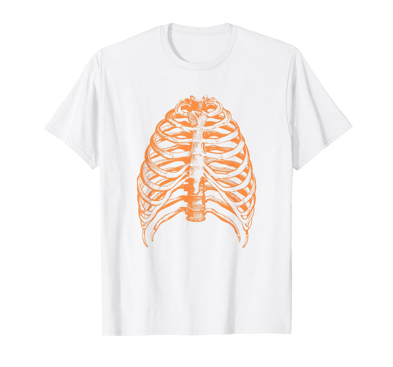 Orange Halloween Rib Cage Ribcage T-Shirt - White