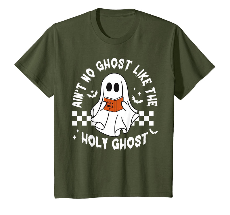 Funny Ain't No Ghost Like The Holy Ghost Christian Halloween T-Shirt - Olive Green