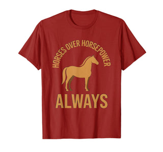 Mademark Horses Over Horsepower Always Equestrian Design T-Shirt - Men - Cranberry Red