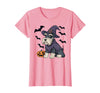 Witch Schnauzer Dog Halloween Outfits Schnauzer Dog Scary Pumpkin Bat Witch Schnauzer Halloween T-Shirt - Pink