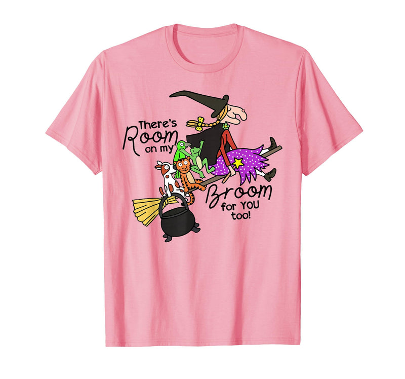 Funny Teacher Witch Tee Shirt There's Room On My Broom for You Too Teacher T-Shirt - Pink