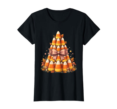 Mademark Cute Candy Corn Stack with Bow Halloween Design T-Shirt