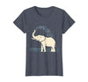 Mademark Elephant Spraying Water Raised Trunk Illustration T-Shirt - Women - Heather Blue