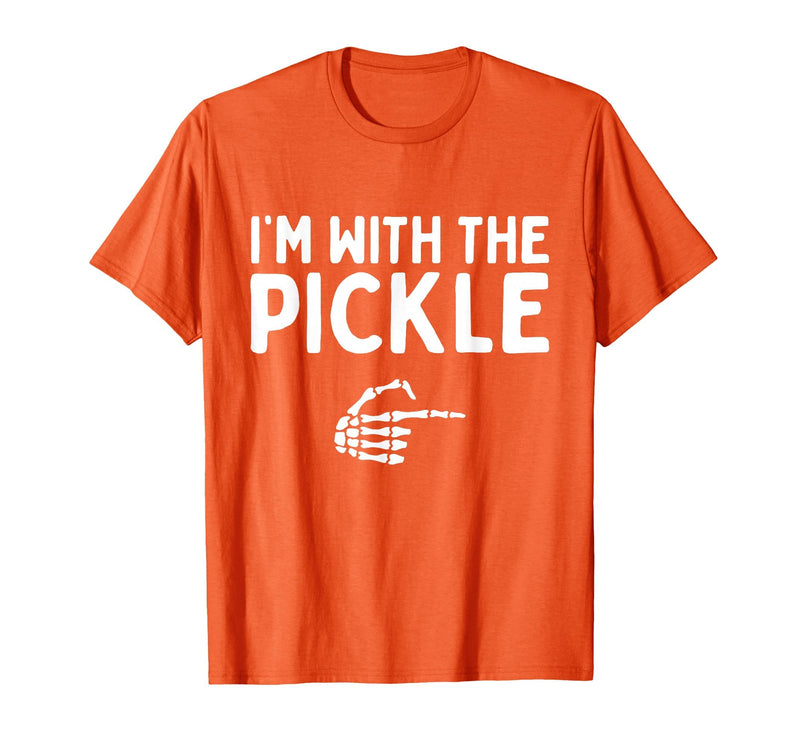 Funny Halloween Costume Holiday Party Gift I'm with The Pickle Funny Halloween Costume Matching Couples T-Shirt - Orange