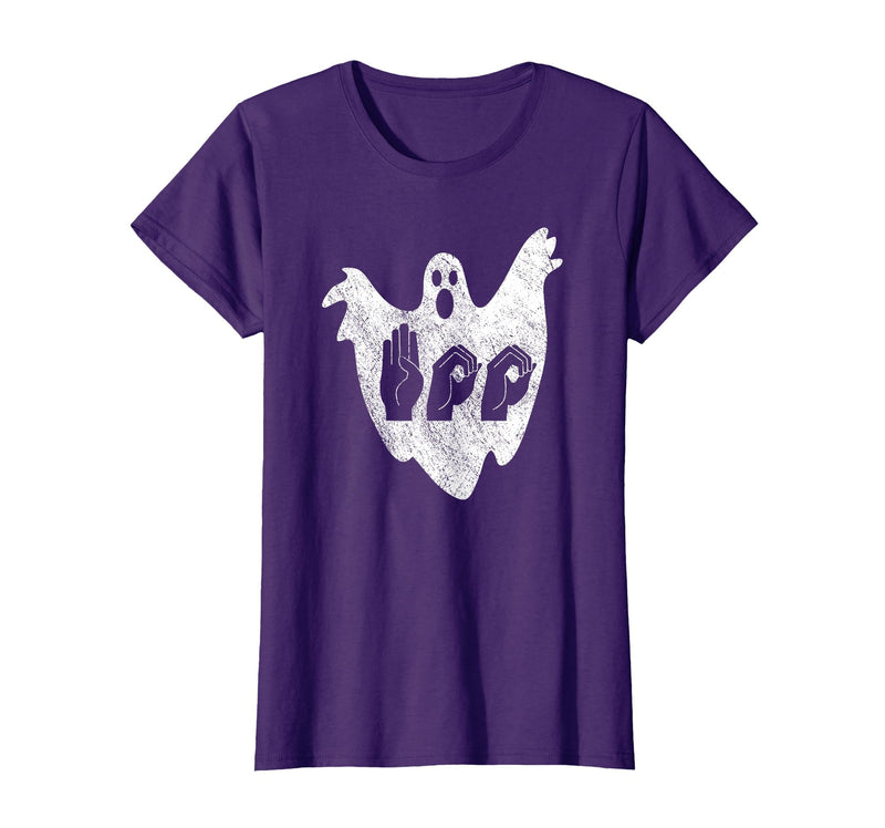 Sign Language Apparel Funny ASL American Sign Language Halloween T-Shirt - Purple