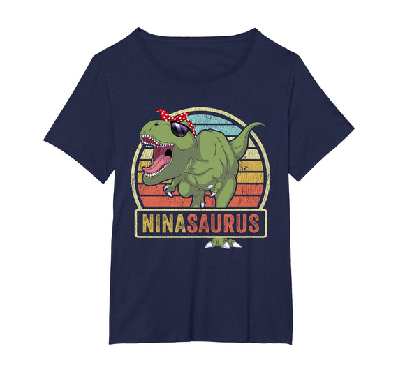 Matching Family Saurus by Zynx Ninasaurus Dinosaur Nina Saurus Family Matching T-Shirt - Navy Blue