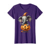 Cute Elephant Wearing A Pumpkin Halloween Cloths Cute Elephant Wearing A Pumpkin Halloween Funny Elephant T-Shirt - Purple