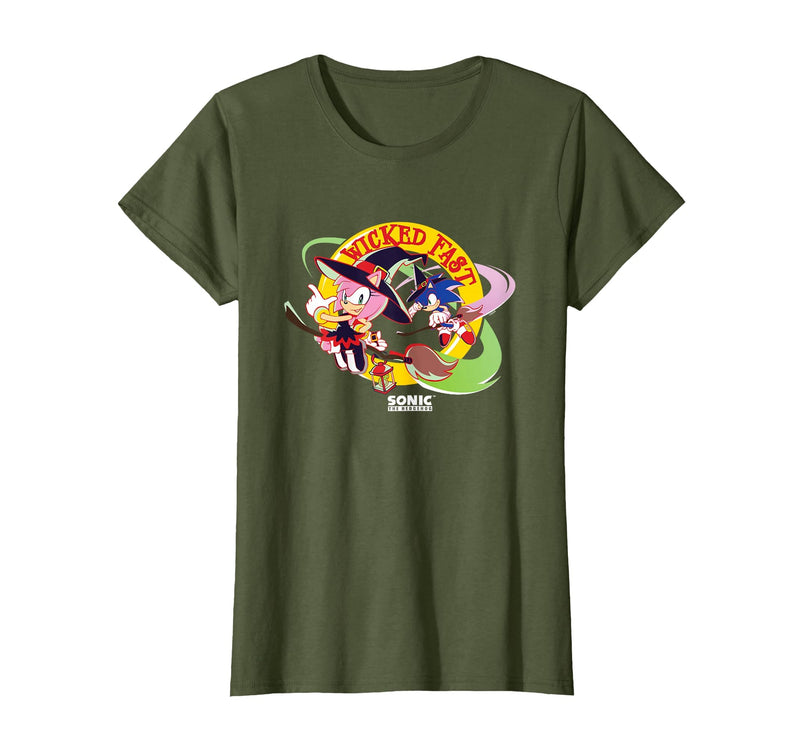 Sonic The Hedgehog Halloween Wicked Fast Witch Costumes T-Shirt - Olive Green
