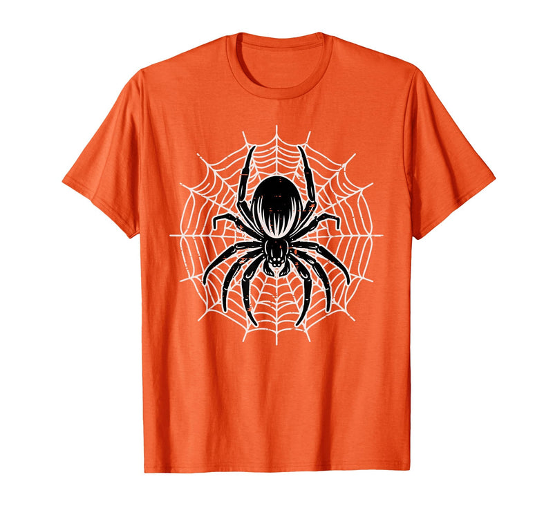 Halloween Shirts For Women Men Kids Boys Girls Halloween Spider with Web Vintage Costume Men Boys Kid Women T-Shirt - Orange