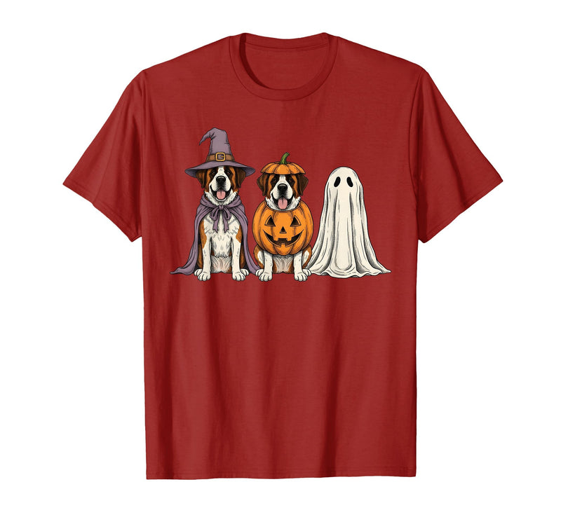 Funny Retro St. Bernard mom Halloween Witch Spooky Ghost Saint Bernard Pumpkin Halloween Dog Lover T-Shirt - Cranberry Red