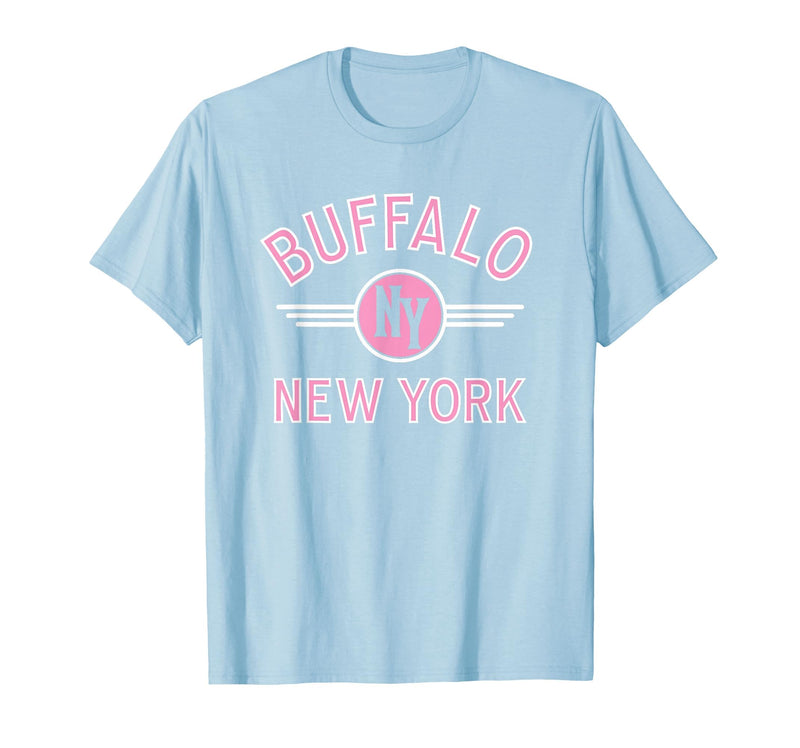 133 Apparel Buffalo NY Buffalo New York Circle NY Pink Print T-Shirt - Baby Blue