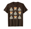 Dentist Dental Halloween Costume Tee Gifts Floral Ghost Teeth Dental Dentist Halloween Costume T-Shirt - Brown
