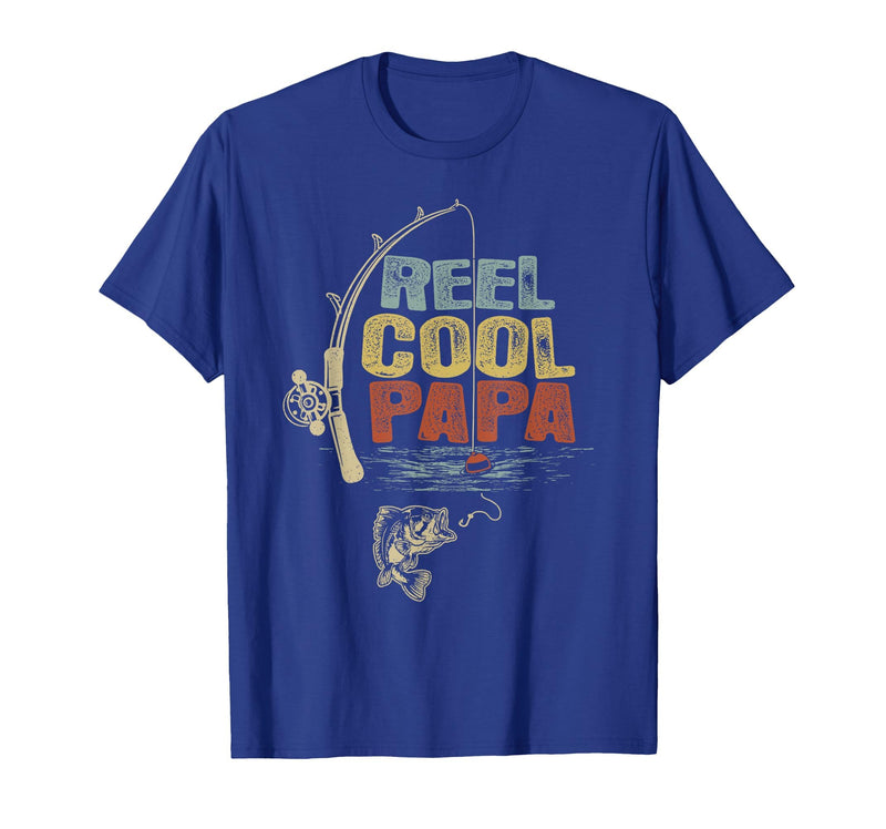Cool Papa Fathers Day Fishing Gifts Funny Fisherman Vintage Reel Cool Papa T-Shirt - Royal Blue
