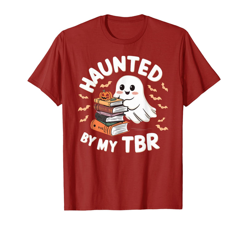 Halloween Student Books Lovers Haunted By My TBR Haunted By My TBR Cute Ghost Book Reading Teacher Halloween T-Shirt -