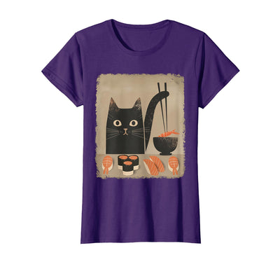 Sushi Cat Kawaii Cat Eating Sushi For Girls Women Kawaii Cat Eating Sushi Japanese Anime Cute Sushi Cat Girls T-Shirt