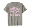 133 Apparel Buffalo NY Buffalo New York Circle NY Pink Print T-Shirt - Slate Grey