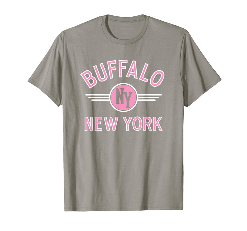 133 Apparel Buffalo NY Buffalo New York Circle NY Pink Print T-Shirt - Slate Grey