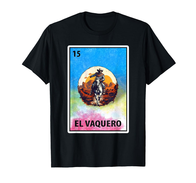 Cowboy Mexican Cards Mexican Bingo El Vaquero T-Shirt - Black