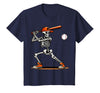 Funny Halloween Skeleton Sports Boys Costume Baseball Skeleton Spooky Boys Halloween Baseball Player T-Shirt - Navy Blue